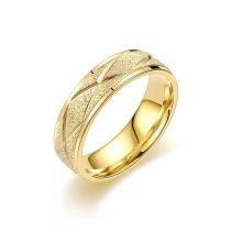 Fashion Gold Titanium Steel Frosted Round Ring