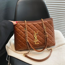 Fashion Brown Pu Diamond Large Capacity Shoulder Bag