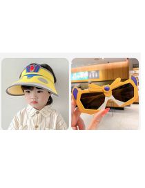 Sombrero De Protección Solar Para Niños Con Parte Superior Vacía Impresa En Plástico + Juego De Gafas De Sol