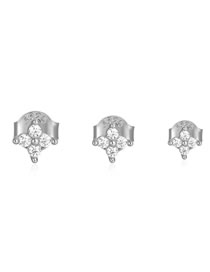 Fashion Silver Metal Diamond Flower Earring Set