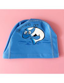 Fashion Blue Pu Printed Kids Coated Swimming Cap