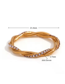 Fashion Zircon Twist Superfine Ring - Gold White - No. 6 Titanium Steel Gold-plated Diamond Twist Ring