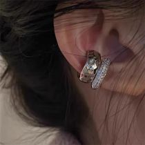 Fashion Silver Metal Diamond Lava Double Layer Ear Cuff
