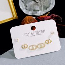Fashion 5# Copper Inlaid Zirconium Geometric Earring Set