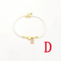 Fashion White Five-leaf Titanium Steel + Copper Micro-inlaid Letters + Positioning Beads D Stainless Steel Diamond 26 Letter Flower Bracelet
