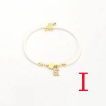 Fashion White Five-leaf Titanium Steel + Copper Micro-inlaid Letters + Positioning Beads I Stainless Steel Diamond 26 Letter Flower Bracelet