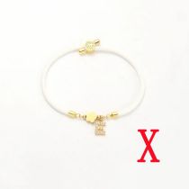 Fashion White Five-leaf Titanium Steel + Copper Micro-inlaid Letters + Positioning Beads Stainless Steel Diamond 26 Letter Flower Bracelet
