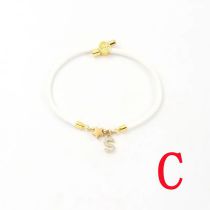 Fashion White Star Titanium Steel + Copper Micro-inlaid Letters + Positioning Beads C Stainless Steel Diamond 26 Letter Star Bracelet