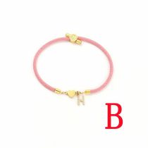 Fashion Pink Love Titanium Steel + Copper Micro-inlaid Letters + Positioning Beads B Stainless Steel Diamond 26 Letter Love Bracelet