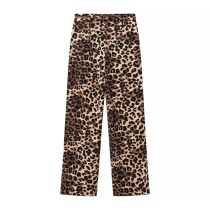 Pantalones De Poliéster Con Estampado De Leopardo