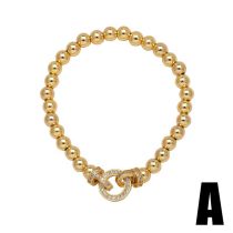 Fashion A Gold Plated Copper Beaded Diamond Geometric Bracelet