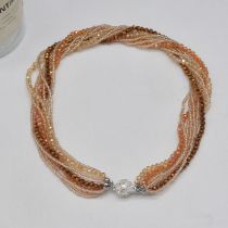 Fashion Champagne Crystal Multi-layered Beaded Wrap Necklace