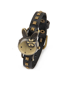 Stronglite Black Rabbit PU Fashion Watches