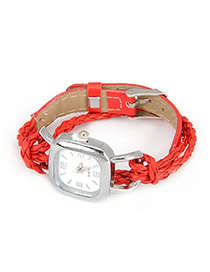 Fabulous Red Lock Shape Weave Plastic Fashion Watches