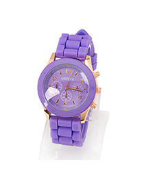 Metallic Purple Jelly Fluorescence Color Alloy Fashion Watches