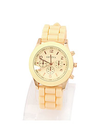 Collapsibl Beige Elly Fluorescence Color Alloy Fashion Watches