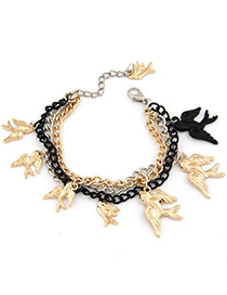 Cheerleadi Gold Color Metal Swallows Decorated Alloy Korean Fashion Bracelet