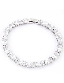 Turquoise White Gemstone Decorated Simple Design Zircon Crystal Bracelets