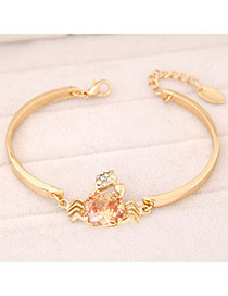 Sparrow Champagne Color Diamond Decorated Crab Shape Design Cuprum Korean Fashion Bracelet
