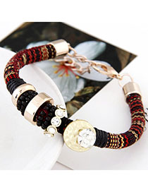 Memorable Mutlicolor Diamond Decorated Weave Design Alloy Korean Fashion Bracelet