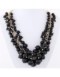 Statement Black Candy Color Beads Decorated Simple Design Alloy Bib Necklaces