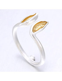 Korean Silver & Gold Color Rabbit Ears Shape Decorated Simple Design Cuprum Korean Rings