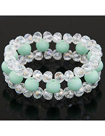 Sweet Light Green Beads Decorated Multilayer Design  Rosin Korean Fashion Bracelet