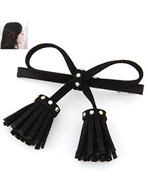 Elegant Black Rivet Decorate Tassel Bowknot Shape Design  Alloy Hair clip hair claw