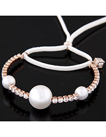 Exquisite White Three Pearls Decorated Bowknot Shape Design  Alloy Fashion Bangles
