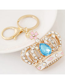 Fashion Blue Diamond Decorated Crown Shape Design Alloy Fashion Keychain