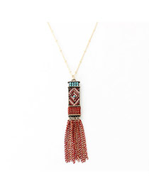 Bohemian Multicolor Beads Decorated Tassel Design Alloy Chains