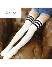 Classic White+black Stripe Pattern Decorated Knee-high Design
