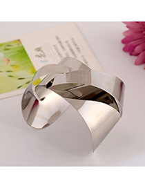 Trending Silver Color Pure Color Opening Design Alloy Fashion Bangles