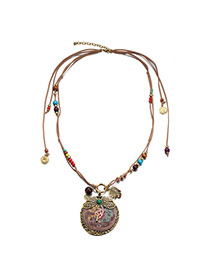 Vintage Coffee Insect Pendant Decorated Double Layer Design Alloy Bib Necklaces