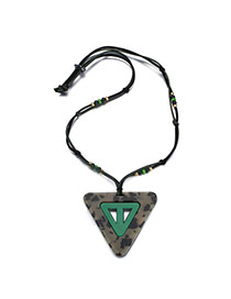 Fashion Green Triangle Shape Pendant Decorated Weave Design Acrylic Bib Necklaces