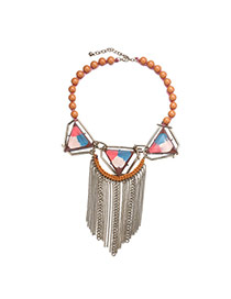Exaggerate Multi-color Triangle&metal Tassel Pendant Decorated Collar Design Resin Bib Necklaces