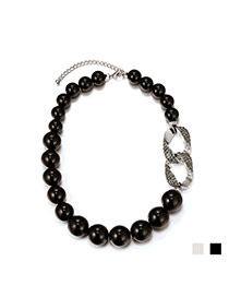 Fashion Black 8 Shape Decorated Beads Weaving Design Resin Bib Necklaces