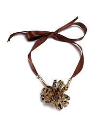 Personality Leopard Flower Pendant Decorated Simple Design Plastic Bib Necklaces