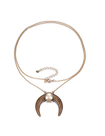 Fashion Coffee Moon Shape Pendant Decorated Simple Design Stone Bib Necklaces