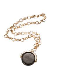Fashion Black Round Diamond Pendant Decorated Chain Design Alloy Bib Necklaces