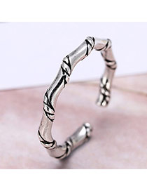 Personality Silver Color Bamboo Joint Design  Simple Opening Ring