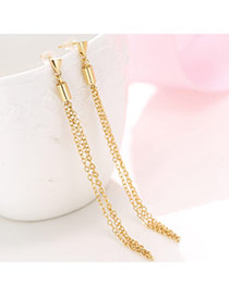 Fashion Gold Color Long Chain Tassel Pendant Decorated Simple Earrings