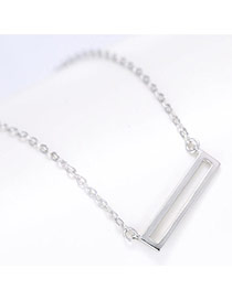 Trendy Silver Color Hollow Out Geometric Shape Pendant Decorated Simple Design Necklace
