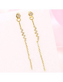 Trendy Gold Color Diamod& Tassel Decorated Simple Design Pure Color Earrings