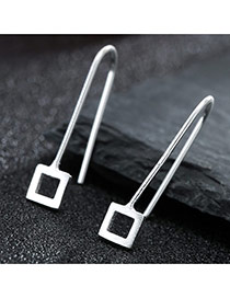 Sweet Silver Color Hollow Out Square Shape Decorated Geometric Earring