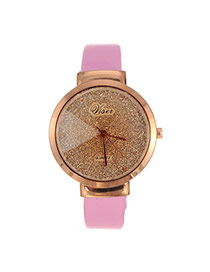 Lovely Pink Letter Decorated Pure Color Strap Watch