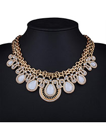 Elegant White Waterdrop Gemstone Decorated Collar Simple Necklace