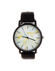 Trendy Multi-color Marble Shape Pattern Decorated Pure Color Strap Watch