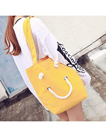 Fashion Yellow Smiling Face Pattern Decorated Pure Color Simple Shoulder Bag