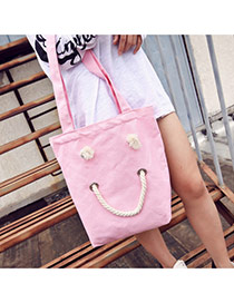 Fashion Pink Smiling Face Pattern Decorated Pure Color Simple Shoulder Bag